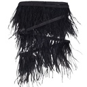 Ceinture/Ruban en plume, NOIR, 2 mètres, plumes de 10-15cm
