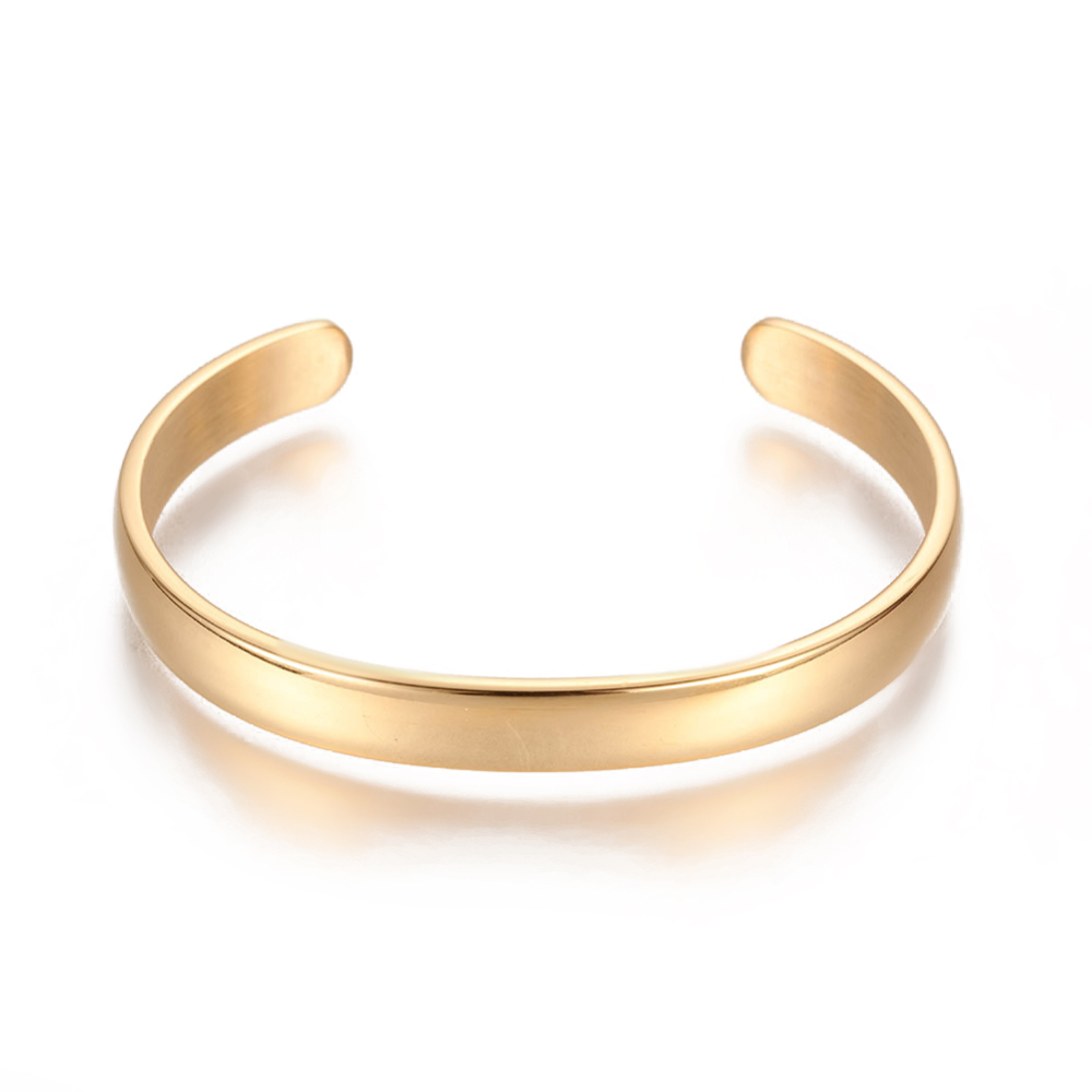 [STAS-I110-10-8mm-G] Bracelet jonc INOX doré, placage ionique, 57x40x8mm