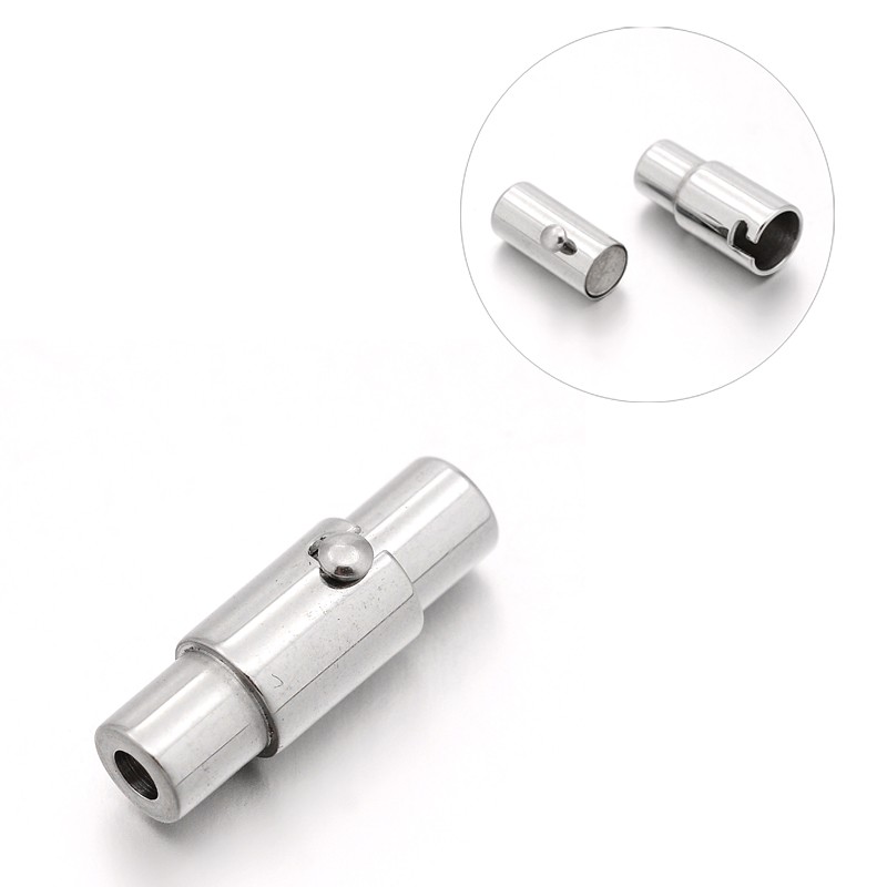 Fermoir INOX argenté pivotant magnétique, colonne, 17x5,5mm, trou 2mm