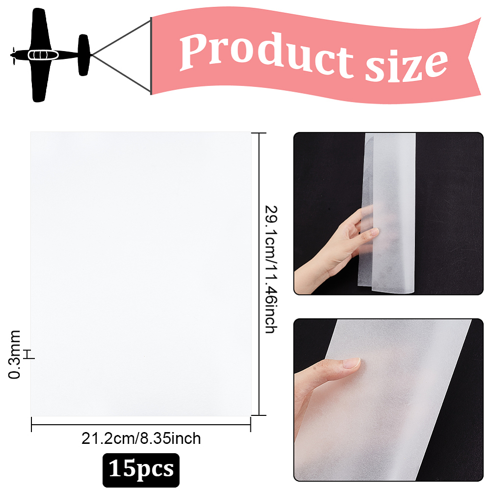 [DIY-WH0304-531A] Feuille de plastique dingue TRANSLUCIDE, 291x212x0,3mm