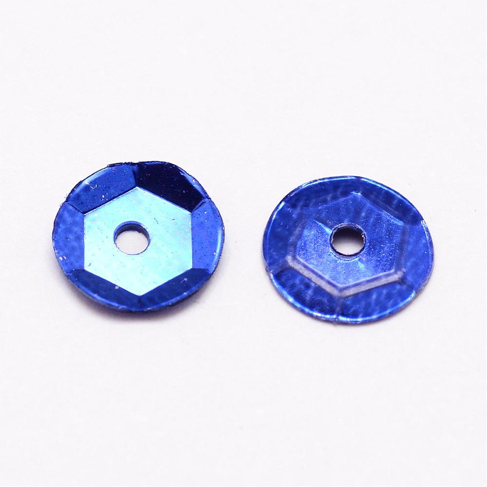 Pochette de sequins, bleu foncé, 7x0,5mm, trou 1mm, env. 10g