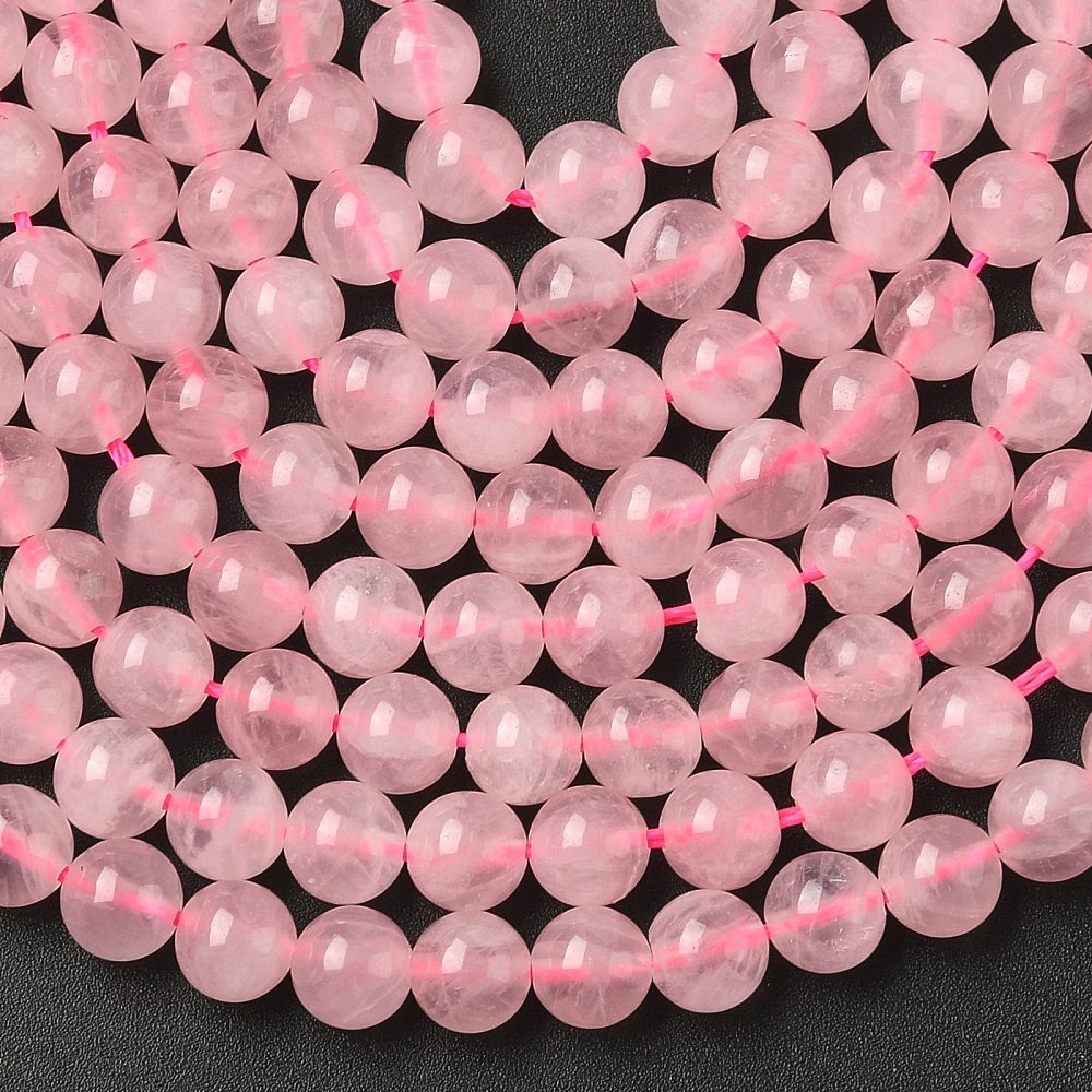 Pierre Quartz Rose naturel, perle ronde, grade AA, 6mm, trou 1mm