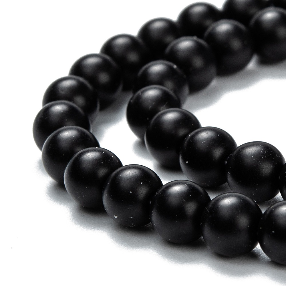 [G-Z024-01C] Pierre Onyx noir, mat, 6mm