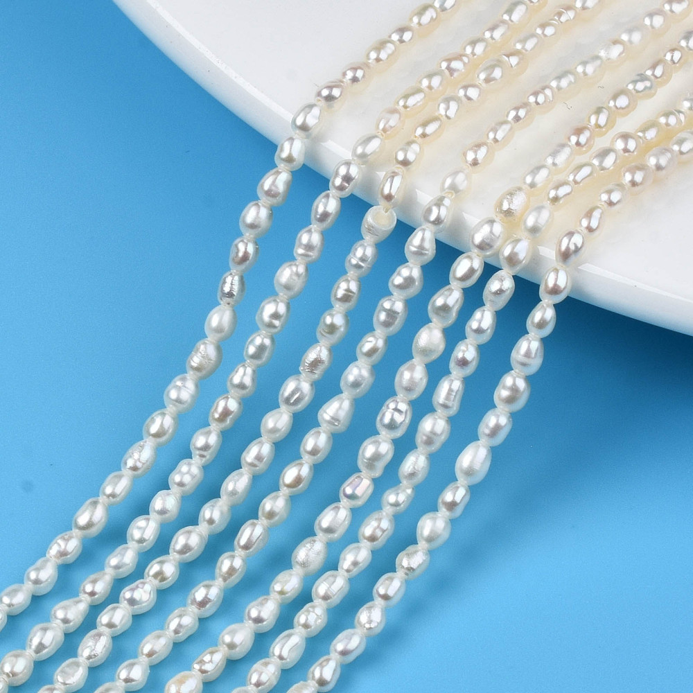 [PEAR-N012-02G] Perle de Culture d'eau douce, naturelle, blanche, 3,5x2,5mm, trou 0,6mm