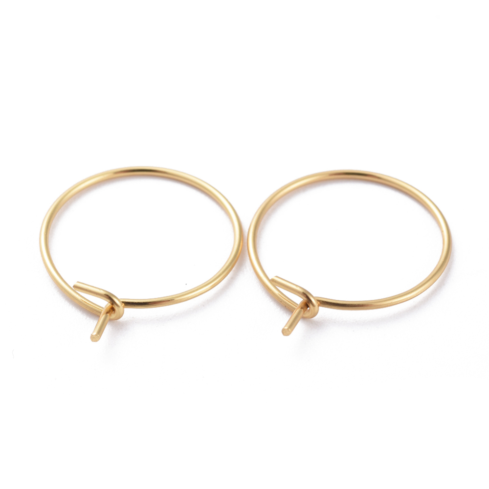 [STAS-L214-01E-G] Boucle d'oreille créoles INOX doré, plaqué or 18k, 15x0,7mm, l'unité