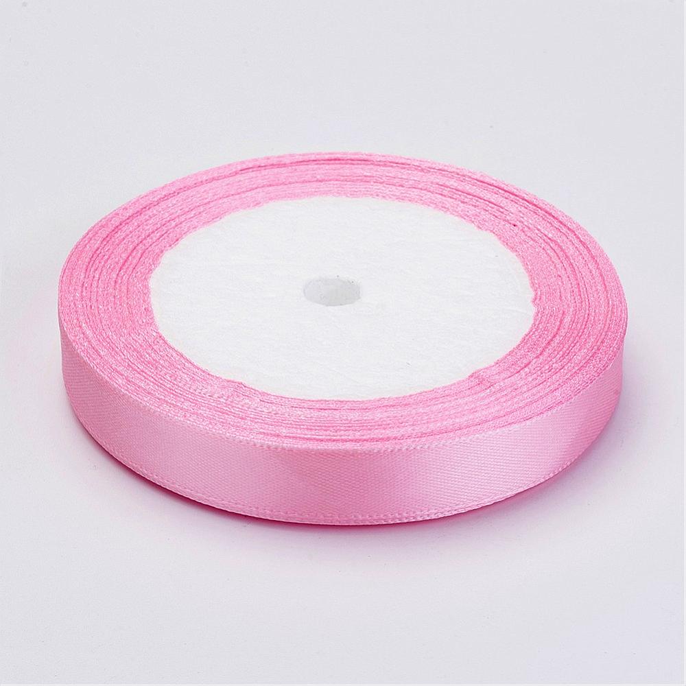 Ruban de satin 12mm, rose clair, la bobine de 23 mètres