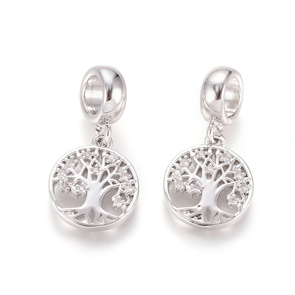 Pendentif en laiton doré, arbre de vie avec des zircones, diam 23mm, trou 5mm, bélière 14x12x2mm