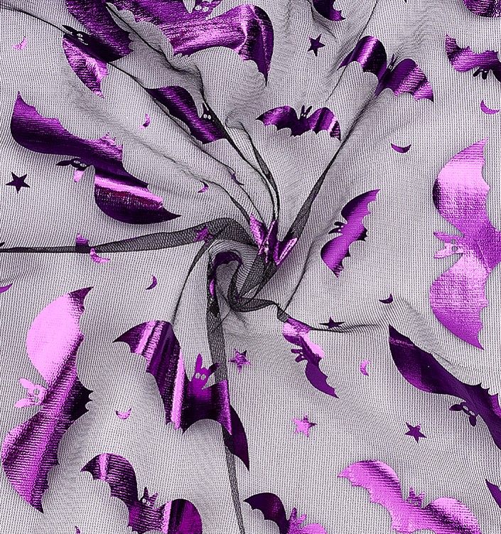 Tissu en maille de polyester, pour les accessoires vestimentaires, chauve-souris, violette, 200x150cm