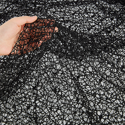 Tissu en maille de polyester, pour les accessoires vestimentaires, toile d'araignée, noir, thème Halloween, 180x125cm
