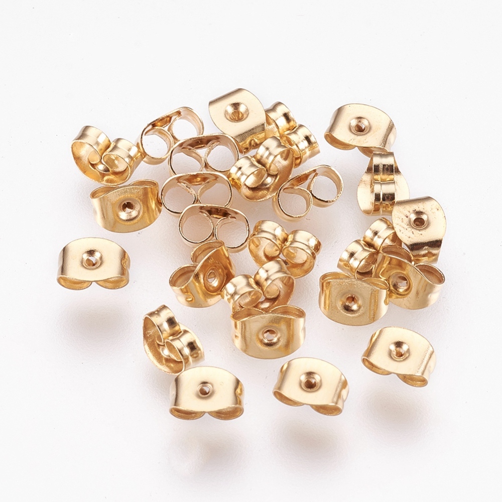 Poussette boucle d'oreille INOX doré, 6x4x3mm, trou 0,7mm