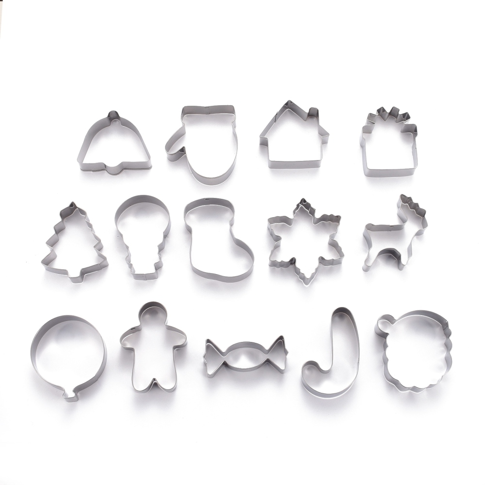 [DIY-H142-14P] Kit de moules emporte-pièce en INOX, motifs thème Noël, 74x57mm, 14 pièces