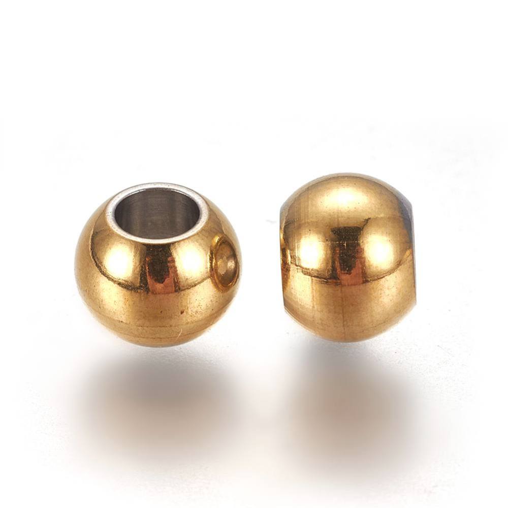 [X-stas-l222-42c-g] Cache noeud INOX doré, placage ionique, rond, 6x5mm, trou 3mm