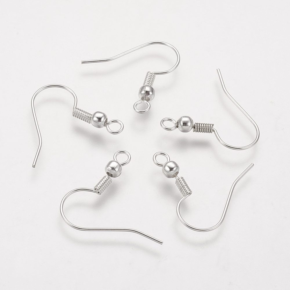 [KK-Q261-4-NF] Crochet boucle d'oreille, laiton, couleur argent clair, 19mm, trou 1,5mm, l'unité