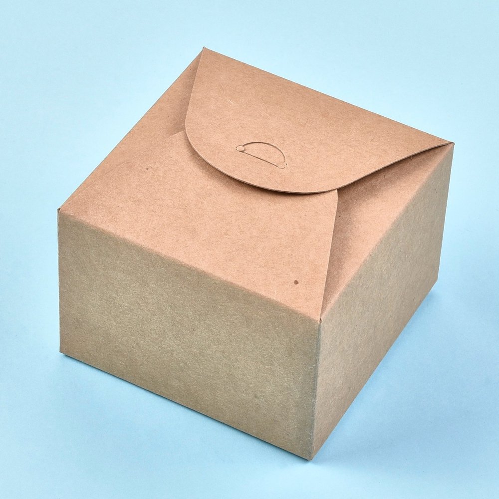 [CON-K006-02A-01] Boîte de papier kraft pliable, carrée, 9x9x6cm