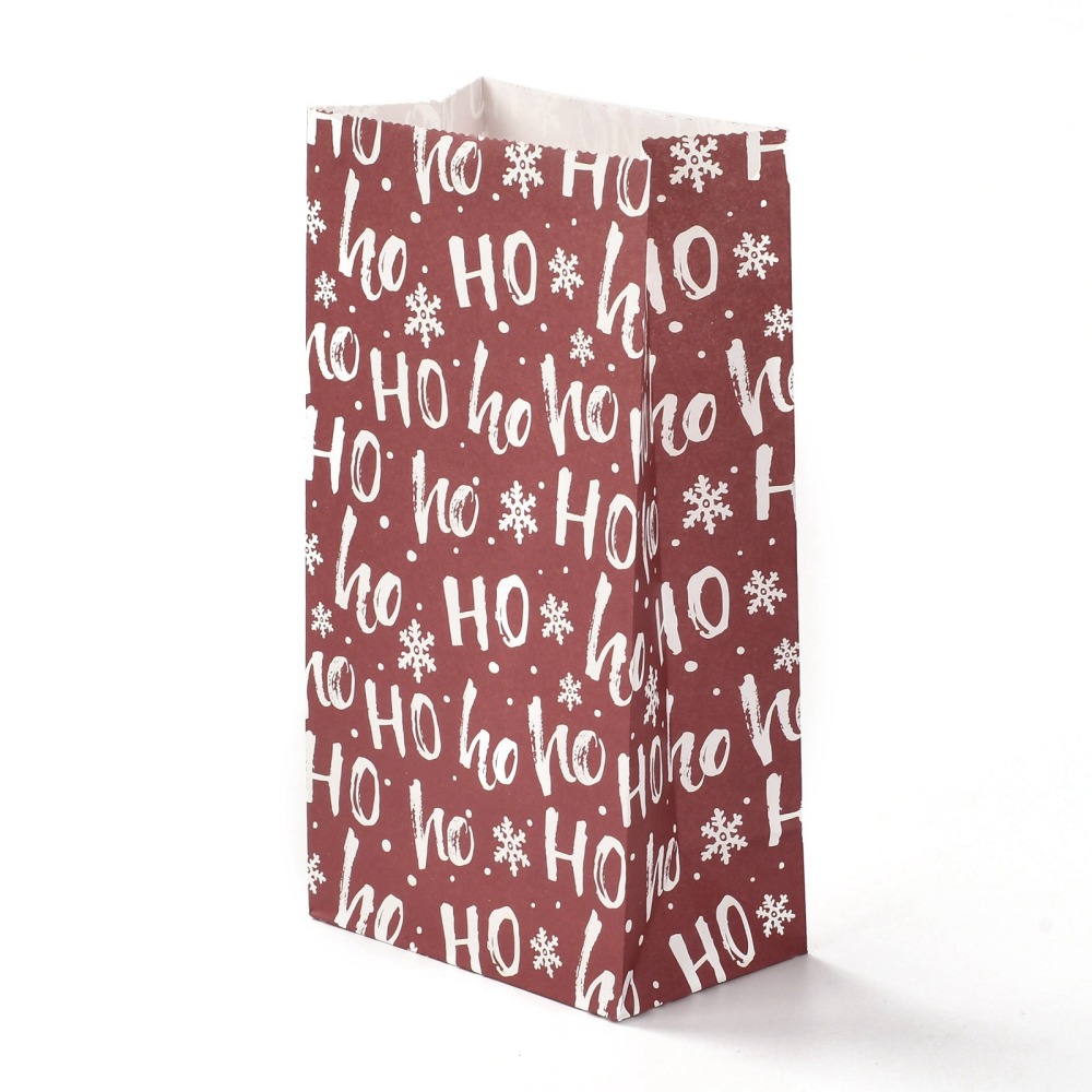 Sac en papier kraft, modèle HOHOHO, Noël, 12x7,5x23cm
