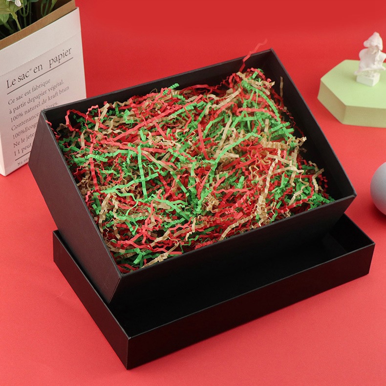 [PW-WGB0F90-01] Papier froissé découpé, imitation raphia, pour emballage cadeau Noël,  28x28 cm