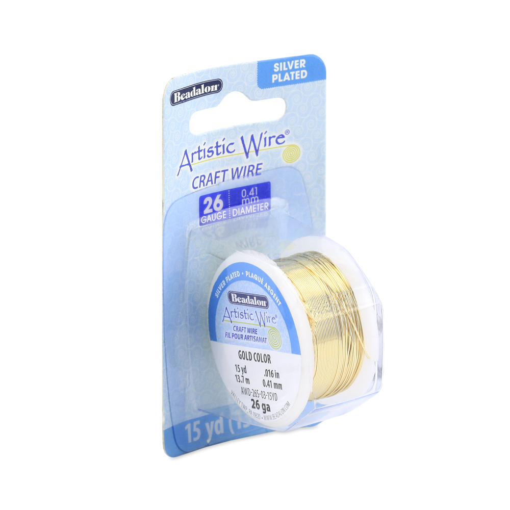 Fil de cuivre étamé Artistic Wire, couleur doré, anti ternissement, diam 0.41mm, 13.7m
