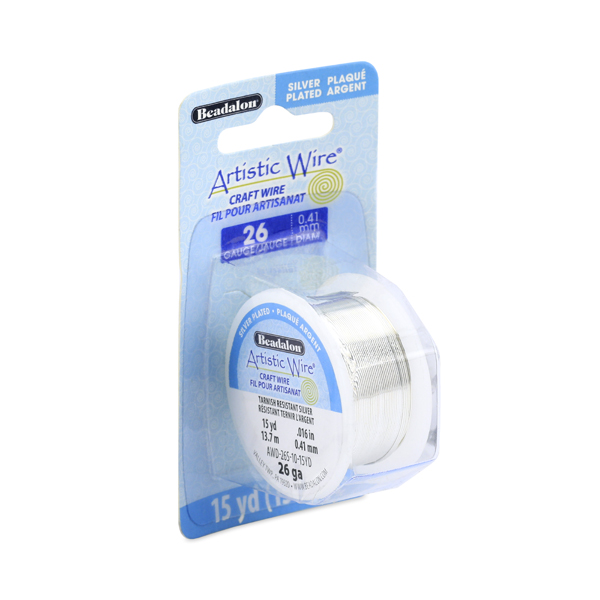 [AWD-26S-10-15YD] Fil de cuivre étamé Artistic Wire, couleur argenté, anti ternissement, diam 0.41mm, 13.7m