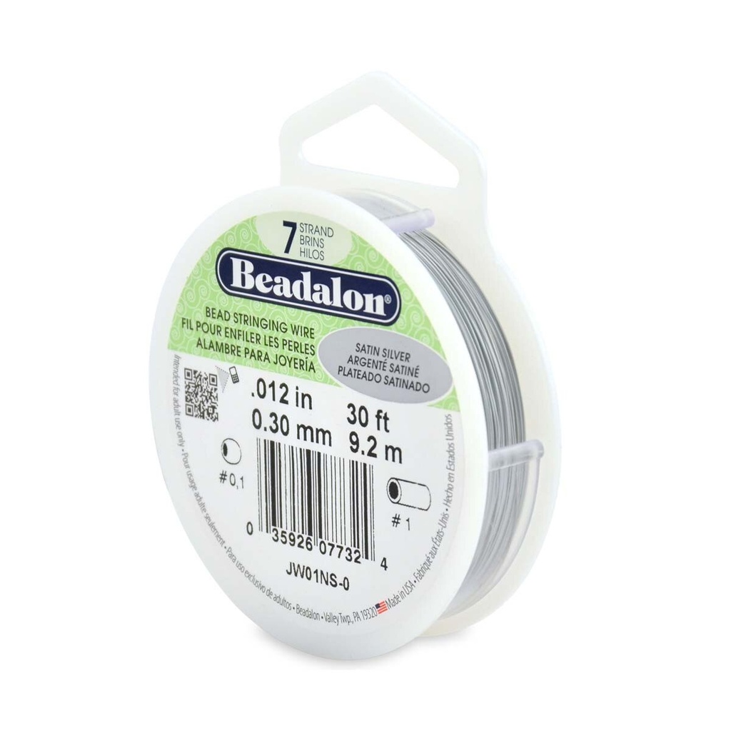 Câble 7 brins, satin SILVER, diam 0.30mm, 9.2m