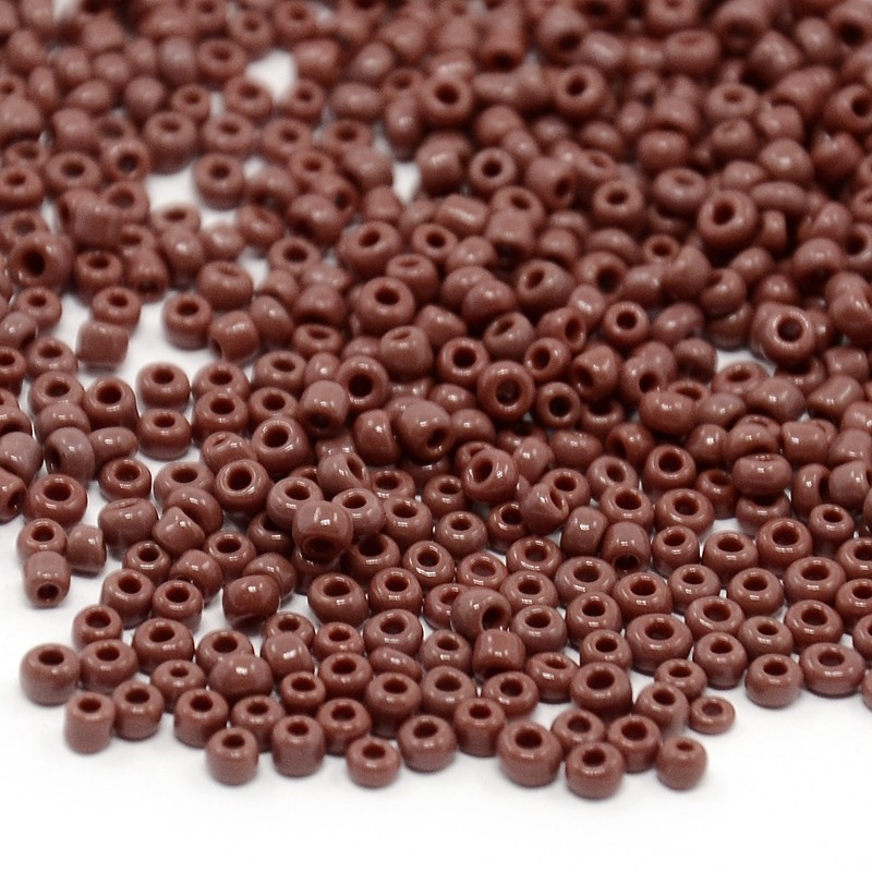 Perles de rocaille opaques, TAILLE 2 mm, trou 1 mm, MARRON, sachet 12 gr.