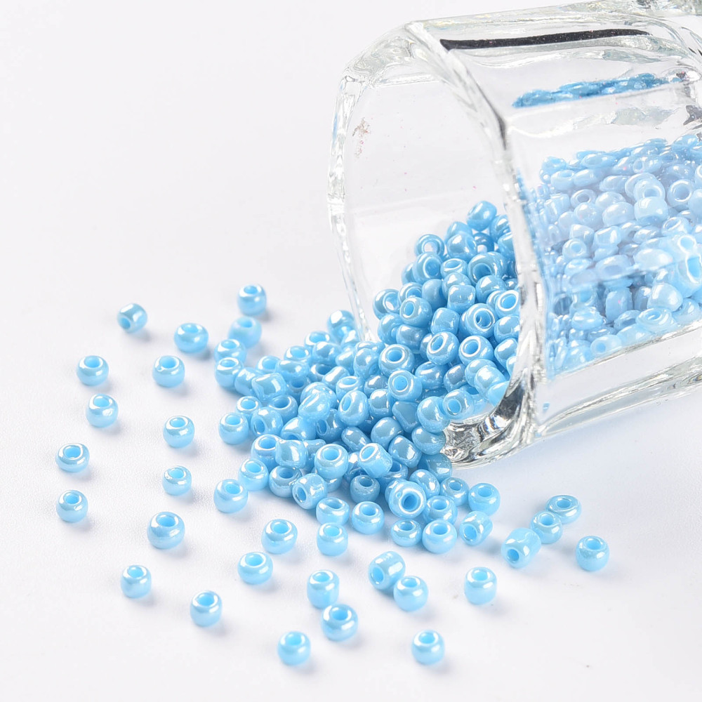 [C019   SEED-C021-2mm-123] Perles de rocaille OPAQUES, TAILLE 2mm, trou 1mm, BLEU CIEL NACRÉ, sachet 12 gr.