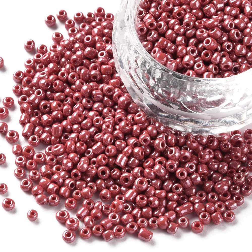 [C019   SEED-C021-2mm-125] Perles de rocaille OPAQUES, TAILLE 2mm, trou 1mm, ROUGE NACRÉ, sachet 12 gr.