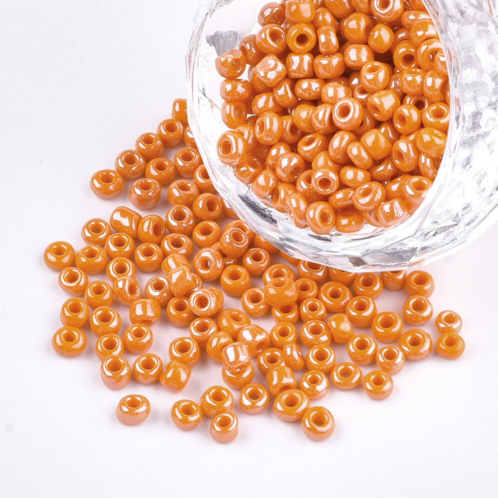 Perles de rocaille OPAQUES, TAILLE 2mm, trou 1mm, ORANGE NACRÉ, sachet 12 gr.