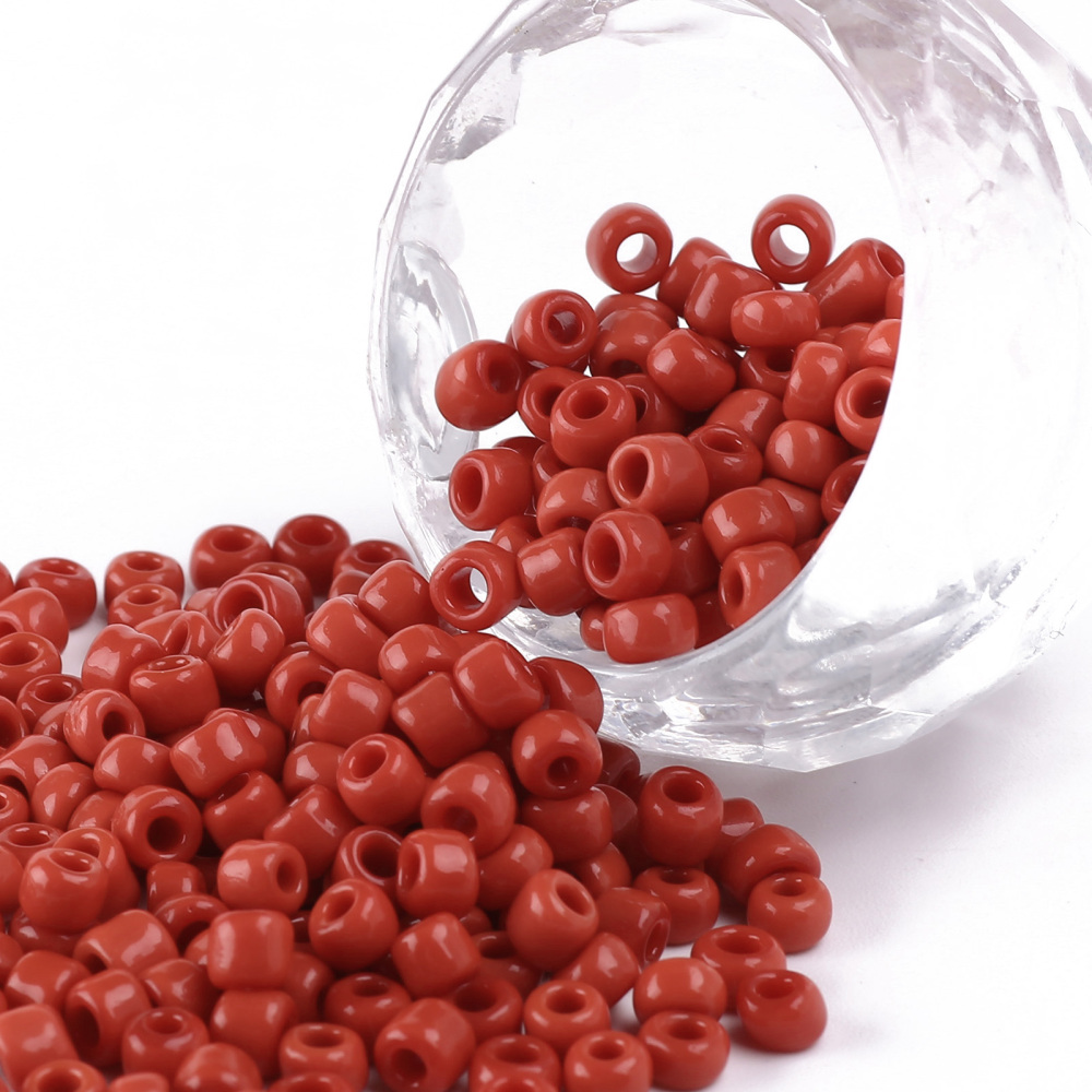 Perles de rocaille OPAQUES, TAILLE 4 mm, trou 1,5 mm, ROUGE, sachet 12 gr.