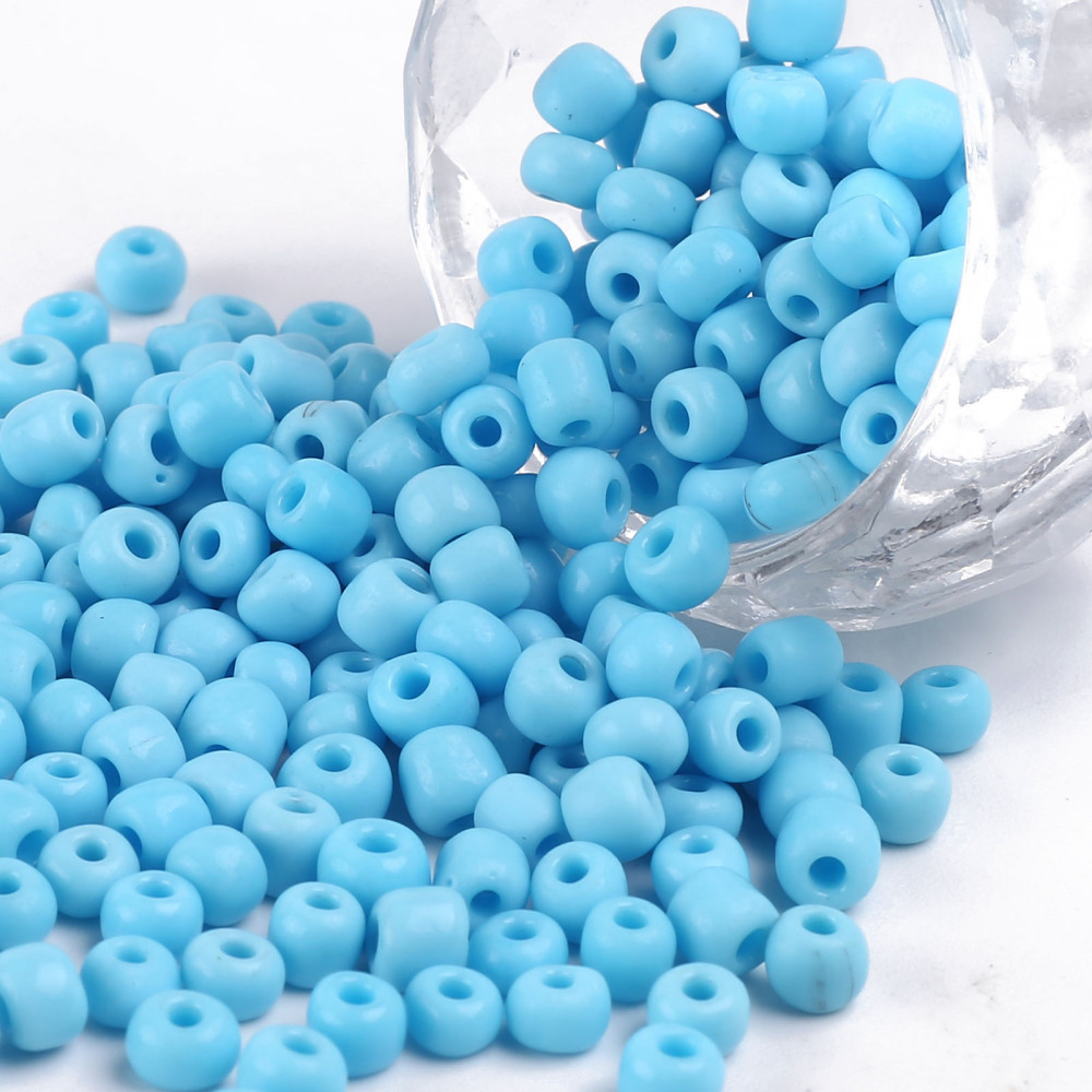 [C020   SEED-C019-4mm-43] Perles de rocaille OPAQUES, TAILLE 4mm, trou 1,5mm, BLEU CIEL, sachet 12 gr.