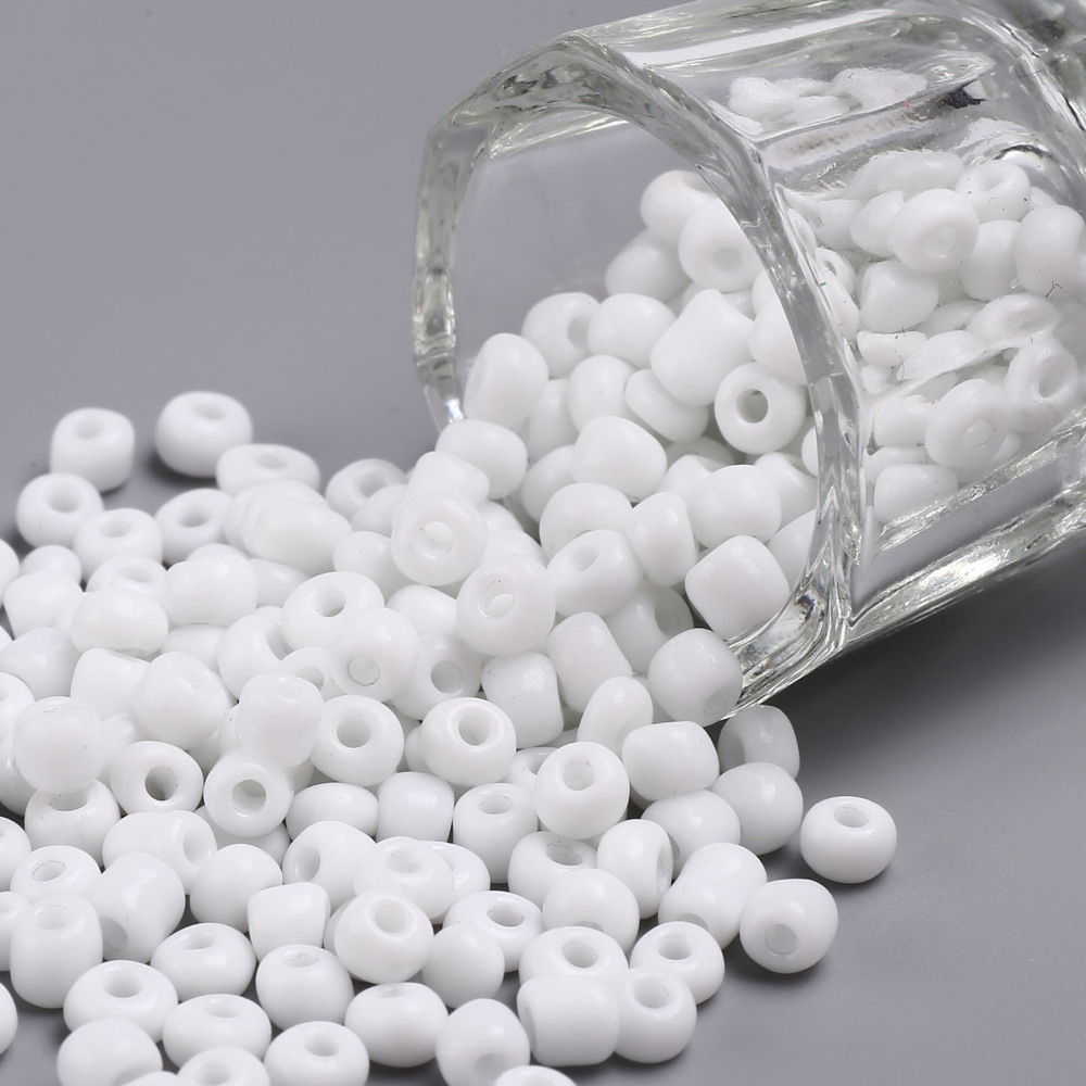 [C020  SEED-C019-4mm-41] Perles de rocaille OPAQUES, TAILLE 4mm, trou 1,5mm, BLANC, sachet 12 gr.