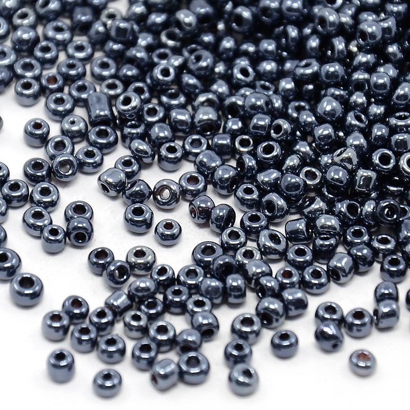 [SEED-C018-3mm-606] Perles de rocaille OPAQUES METALISÉES, TAILLE 3mm, trou 1mm, BLEU MINUIT, sachet 12 gr.