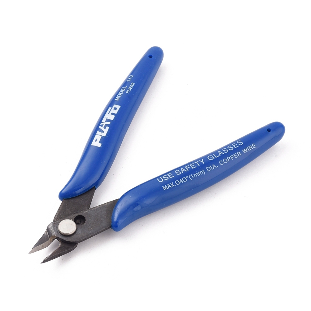[TOOL-WH0021-21] Pince à bijoux en acier au carbone, coupe fil de précision pour aluminium et cuivre, manche bleu, 128x79x13mm, l'unité