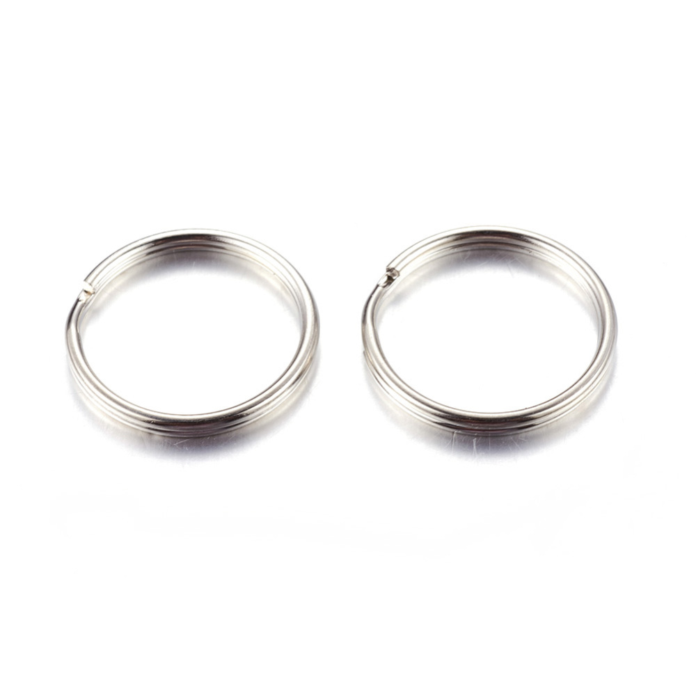 Anneau double porte clé en fer, argenté, lisse, rond, diam 20mm, épaisseur 2mm, l'unité