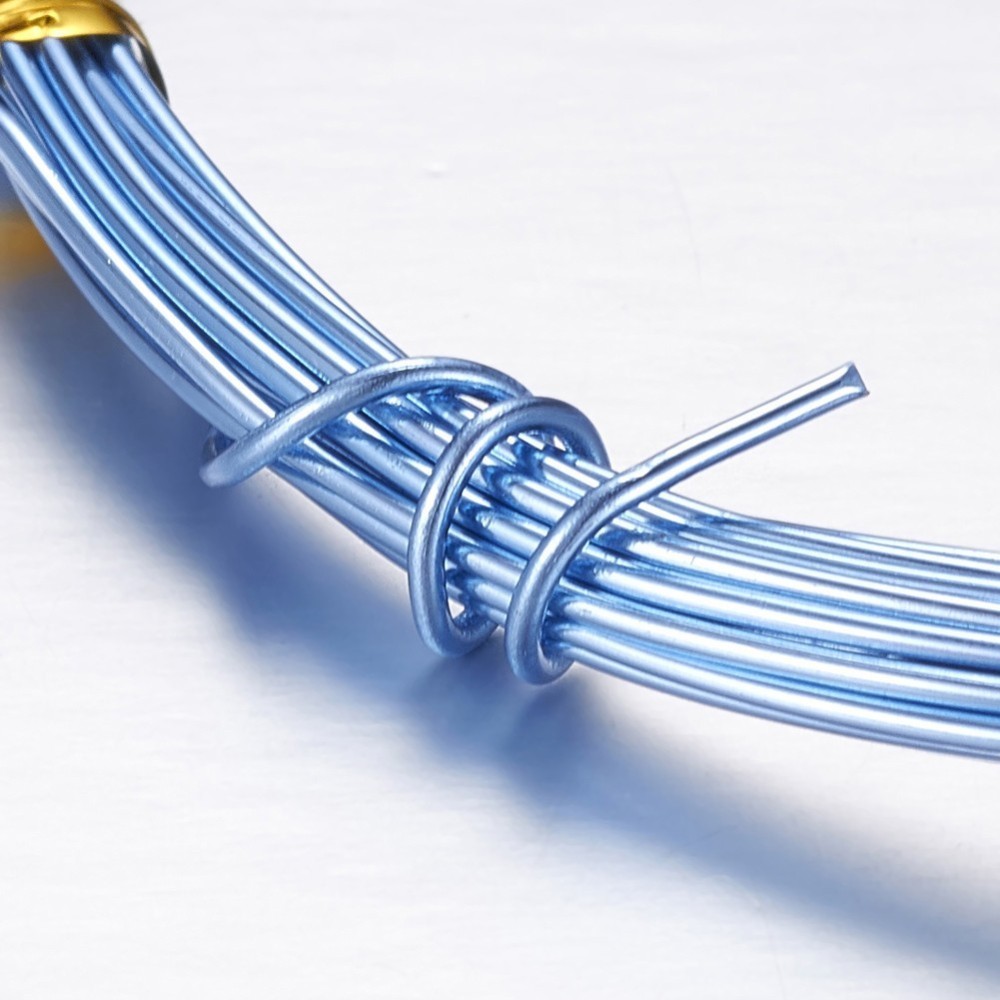 [AW-D009-1.5mm-10m-19] Fil en aluminium, bleu ciel, 15 jauge, 1,5mm, 10m/rouleau