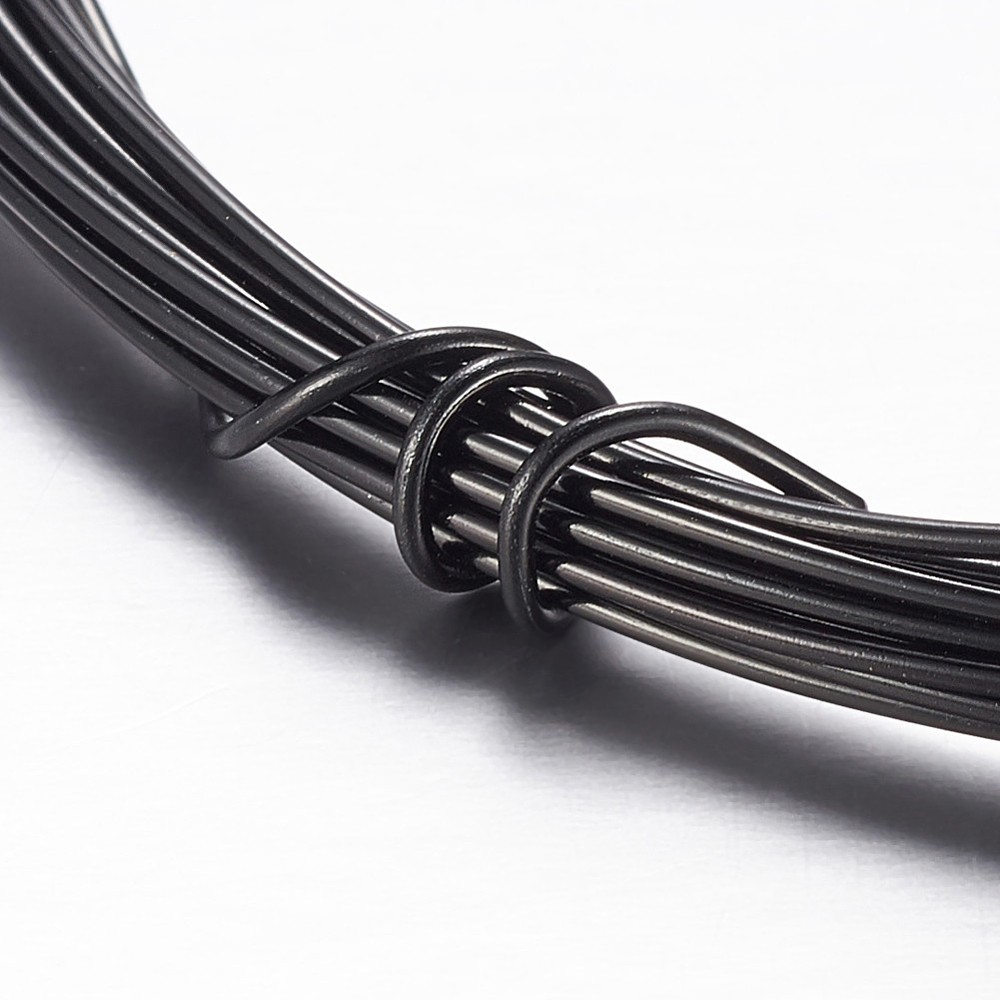 [AW-D009-1.5mm-10m-10] Fil en aluminium, noir, 15 jauge, 1,5mm, 10m/rouleau
