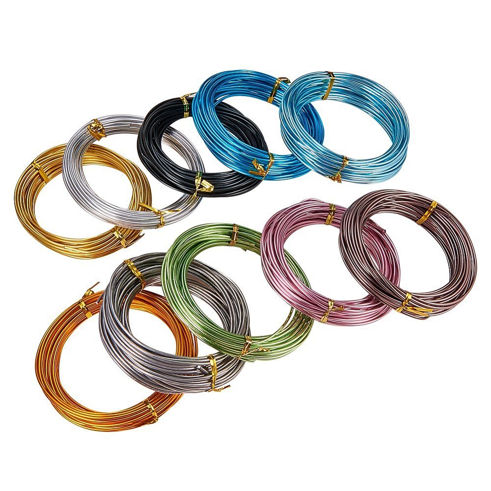 [AW-PH0001-2.0mm-02] Fil en aluminium, couleurs mixtes, 12 jauge, 2mm, 10m/rouleau