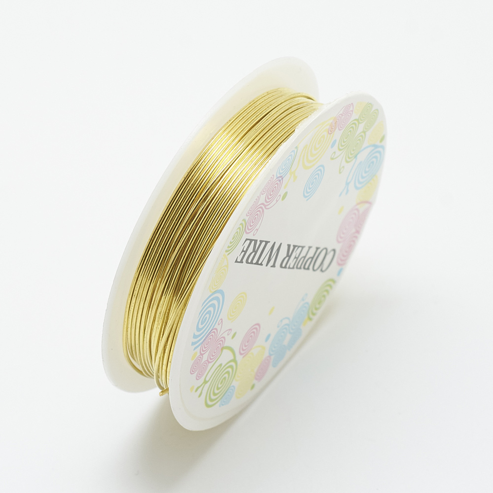 Fil de cuivre pour fabrication de bijoux, doré, (24 jauge), 0,5mm, rouleau de 9,5m