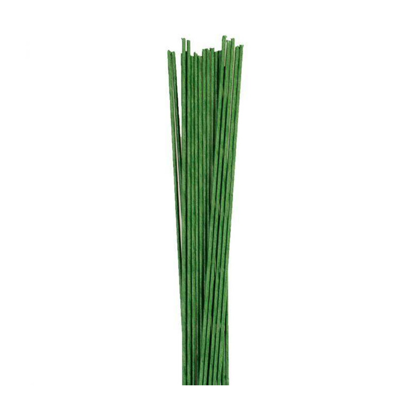 Tige métal recouverte pour fleurs - vert (25cm x 2mm), l'unité