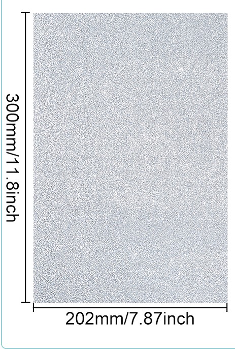 Feuille caoutchouc mousse pailletée, 295x202x2mm, ARGENTÉ, l'unité