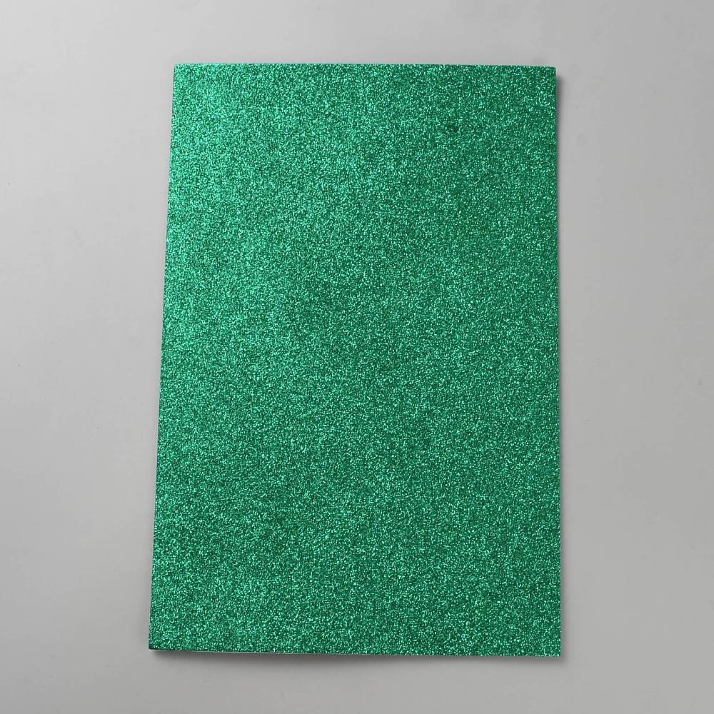 Feuille caoutchouc mousse pailletée, adhésive, 302x200x2mm, VERT FONCÉ, l'unité