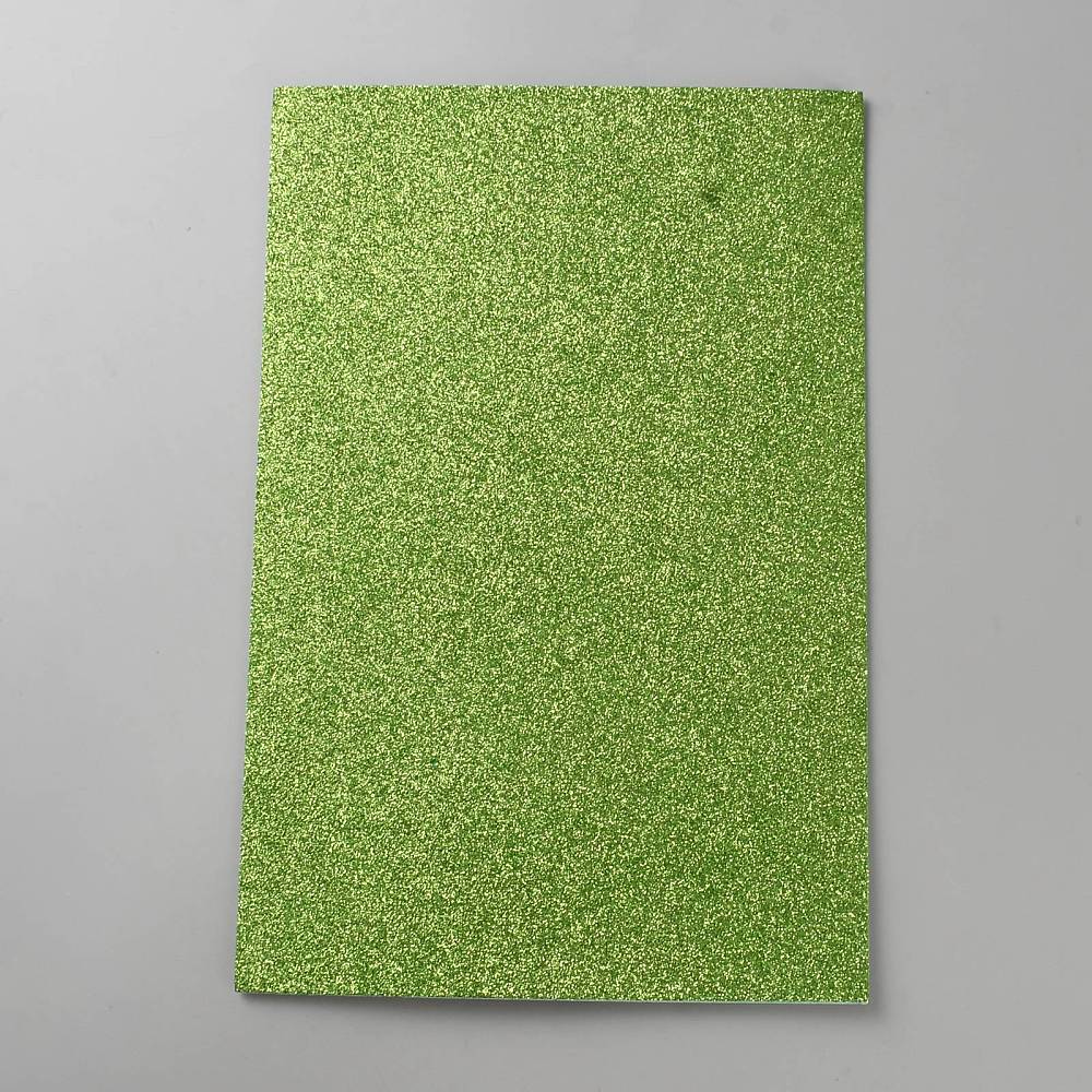 [DIY-WH0671-009A] Feuille caoutchouc mousse pailletée, adhésive, 302x200x2mm, VERT CLAIR, l'unité