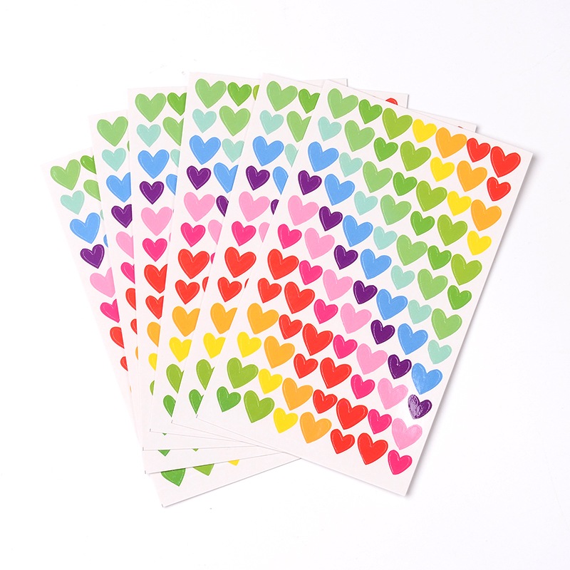 [AJEW-L053-02] Stickers autocollants, motifs coeurs, couleurs mixtes, 15,4x9,3cm, la feuille