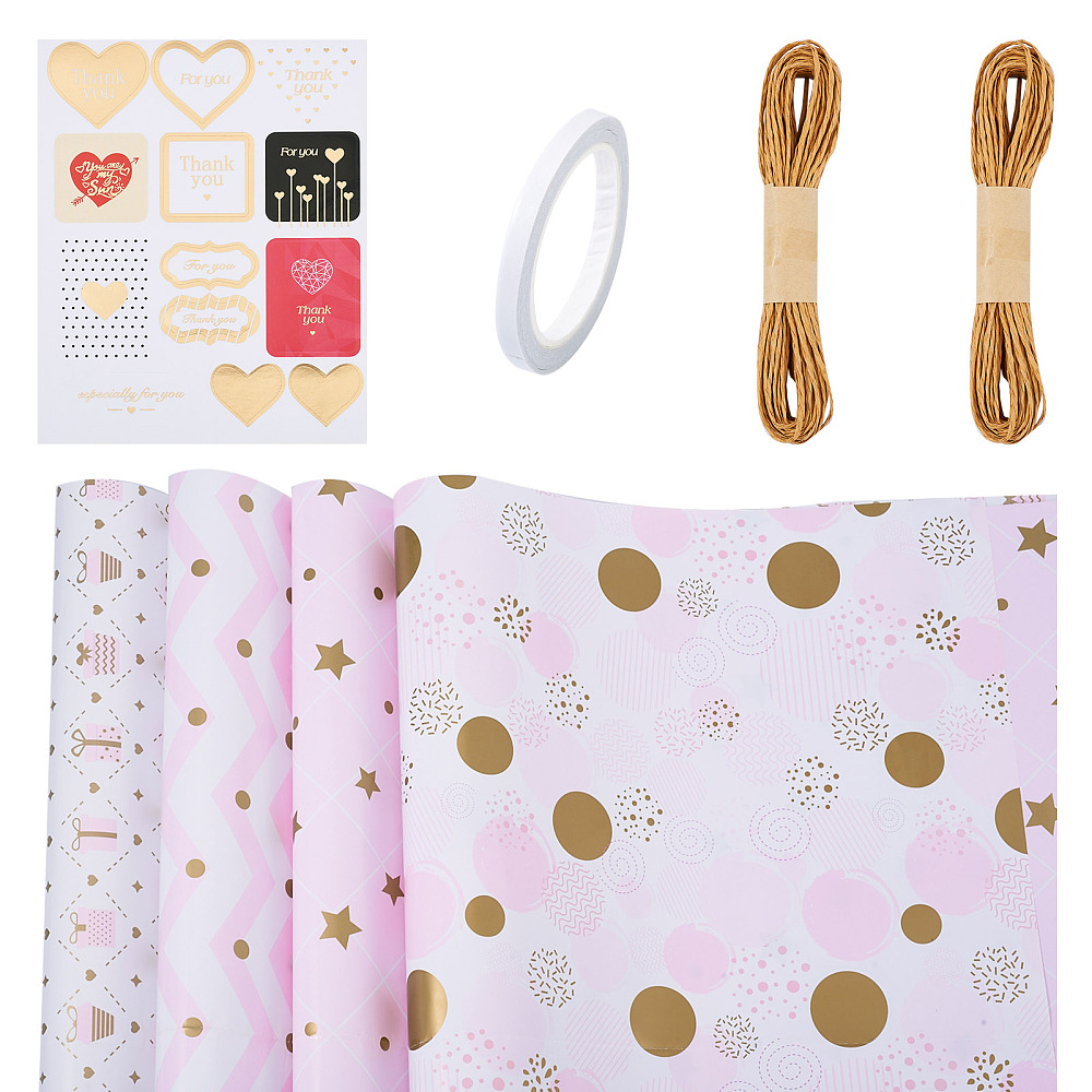 [DIY-TAC0026-19B] Kit de scrapbooking, avec papier, stickers, et corde de jute