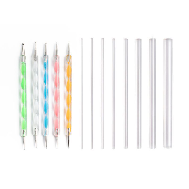 [DRAW-PW0001-322] Kit de pointillage/pointillisme, (8 tiges acryliques + 5 stylet à bille), couleur mixte, 13 pièces