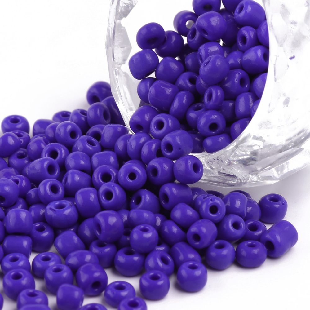 [SEED-C019-4mm-48] Perles de rocaille OPAQUES, TAILLE 4mm, trou 1,5mm, BLEU FONCÉ, sachet 12 gr.