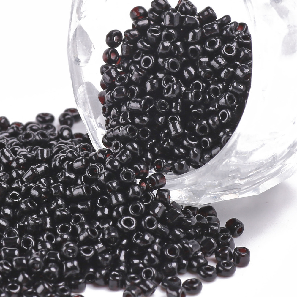 Perles de rocaille OPAQUES, TAILLE 2mm, trou 1mm, NOIR, sachet 12 gr.