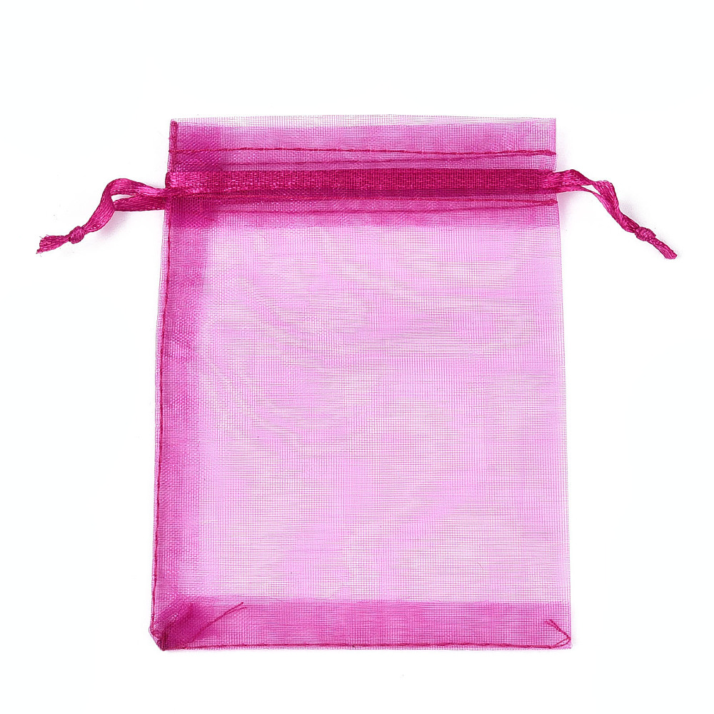 Pochette cadeau en organza, rose fuchsia, 12x9 cm