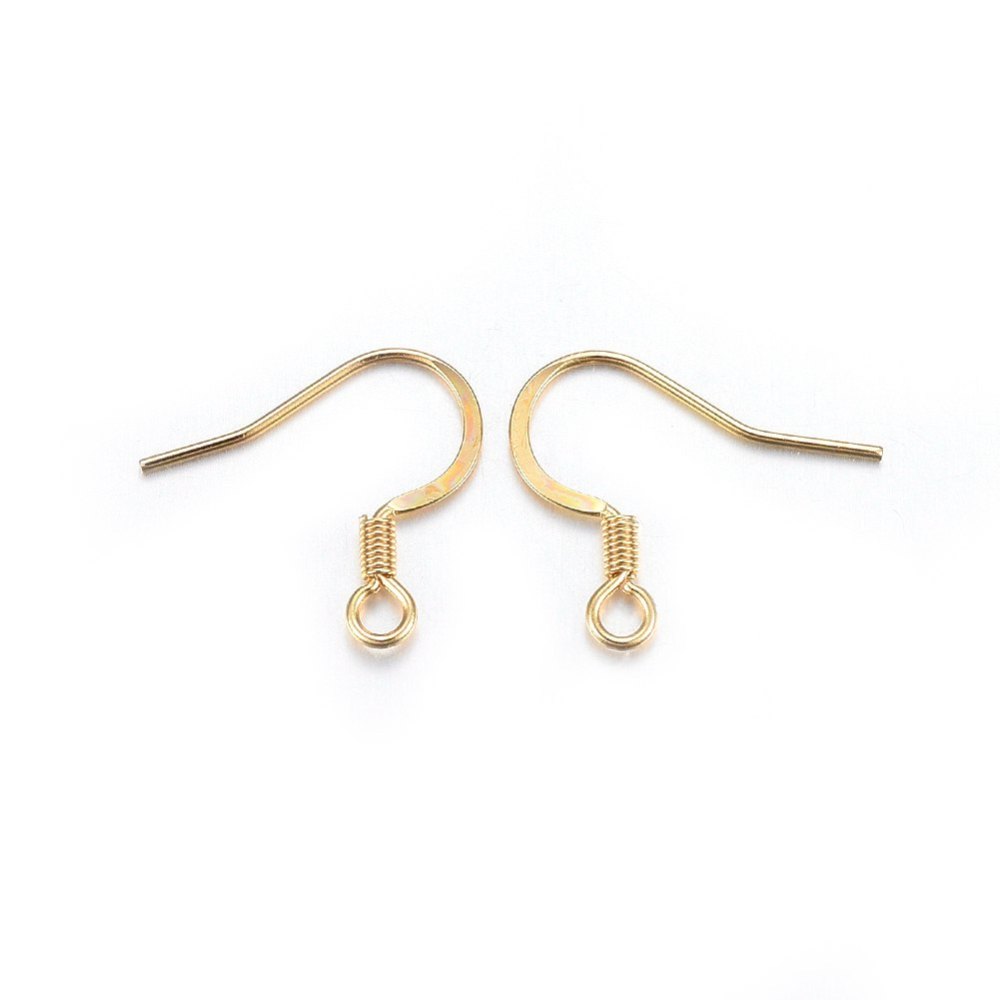 [X-STAS-P210-24G] Crochet boucle d'oreille INOX doré, plat, plaqué or 18k, 15x17x2mm, trou 2mm, à l'unité