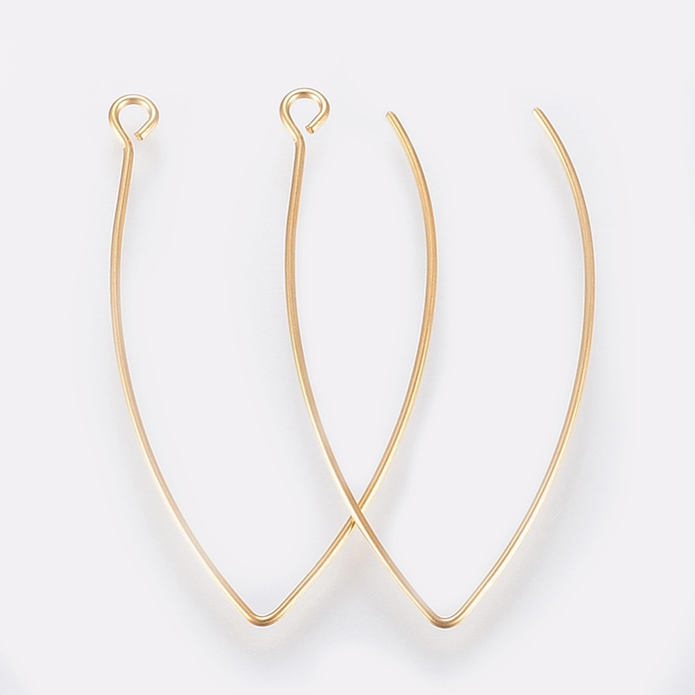 [STAS-K184-05-01G] Crochet boucle d'oreille INOX doré, placage ionique, 41x22x0,8mm, trou 2mm