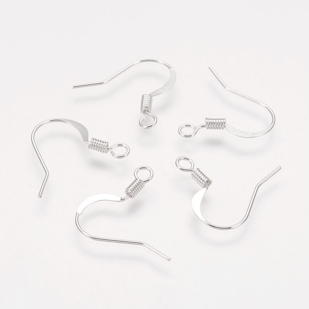 [KK-Q366-S-NF] Crochet boucle d'oreille, laiton, couleur argent clair, 17mm, à l'unité